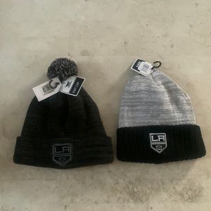 Lot of 2 LA Kings NHL Adult Hockey Knit Hat Cap Beanie NEW NWT Los Angeles